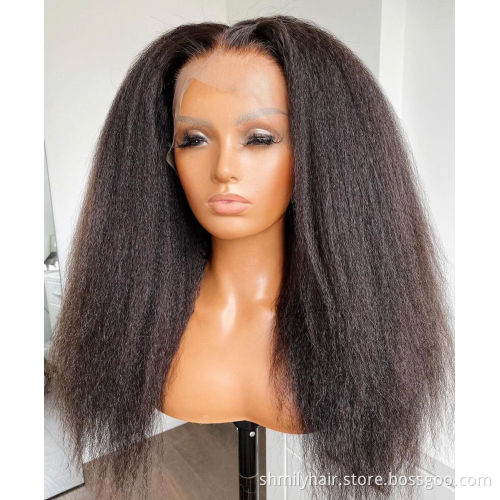 Wholesale Virgin Hair Cuticle Aligned Lace Front Indian Kinky Straight Wig Natural Hair Brazilian Lace Wigs 100% Human Hair